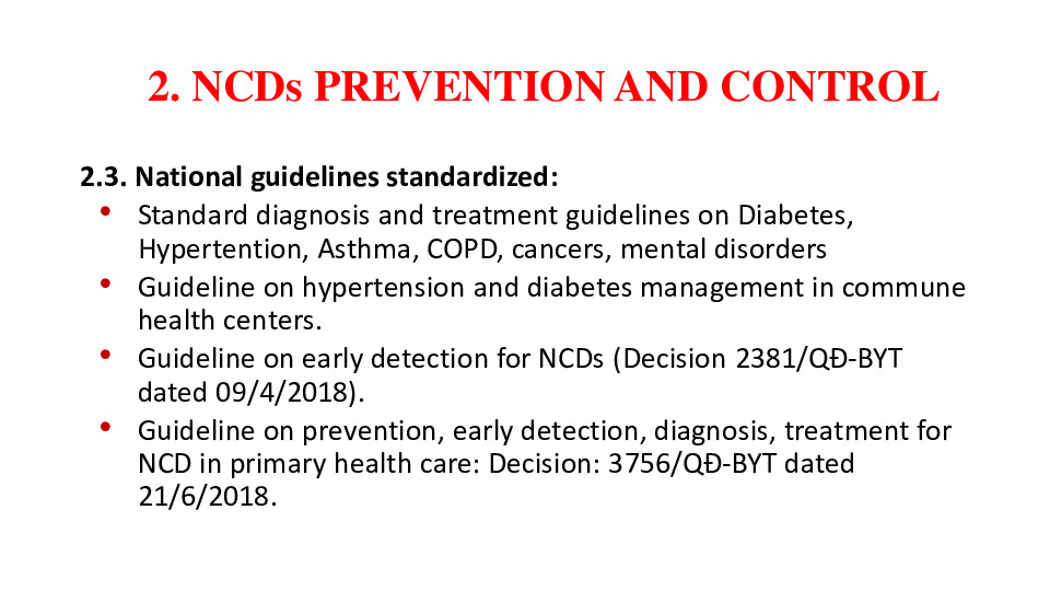 2. NCDs PREVENTION AND CONTROL